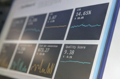Data reporting dashboard on a laptop screen